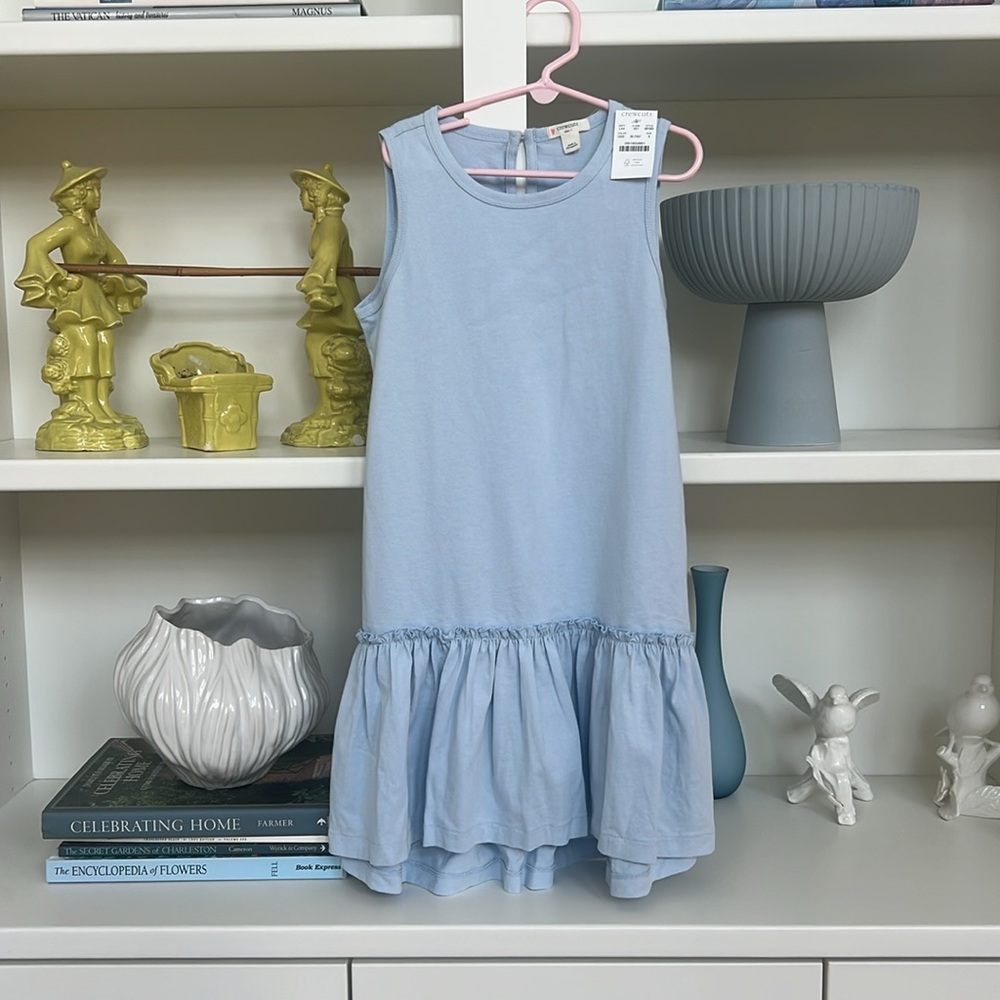 Crewcuts Blue Gray Sleeveless Ruffled Sundress-size 8